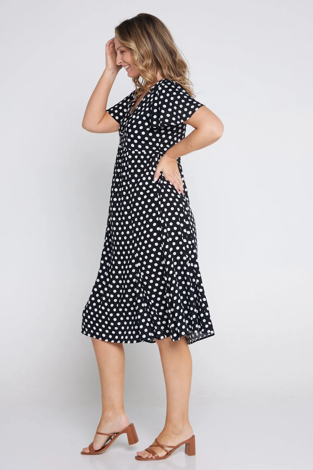 Brighton Dress - Black/White Spot