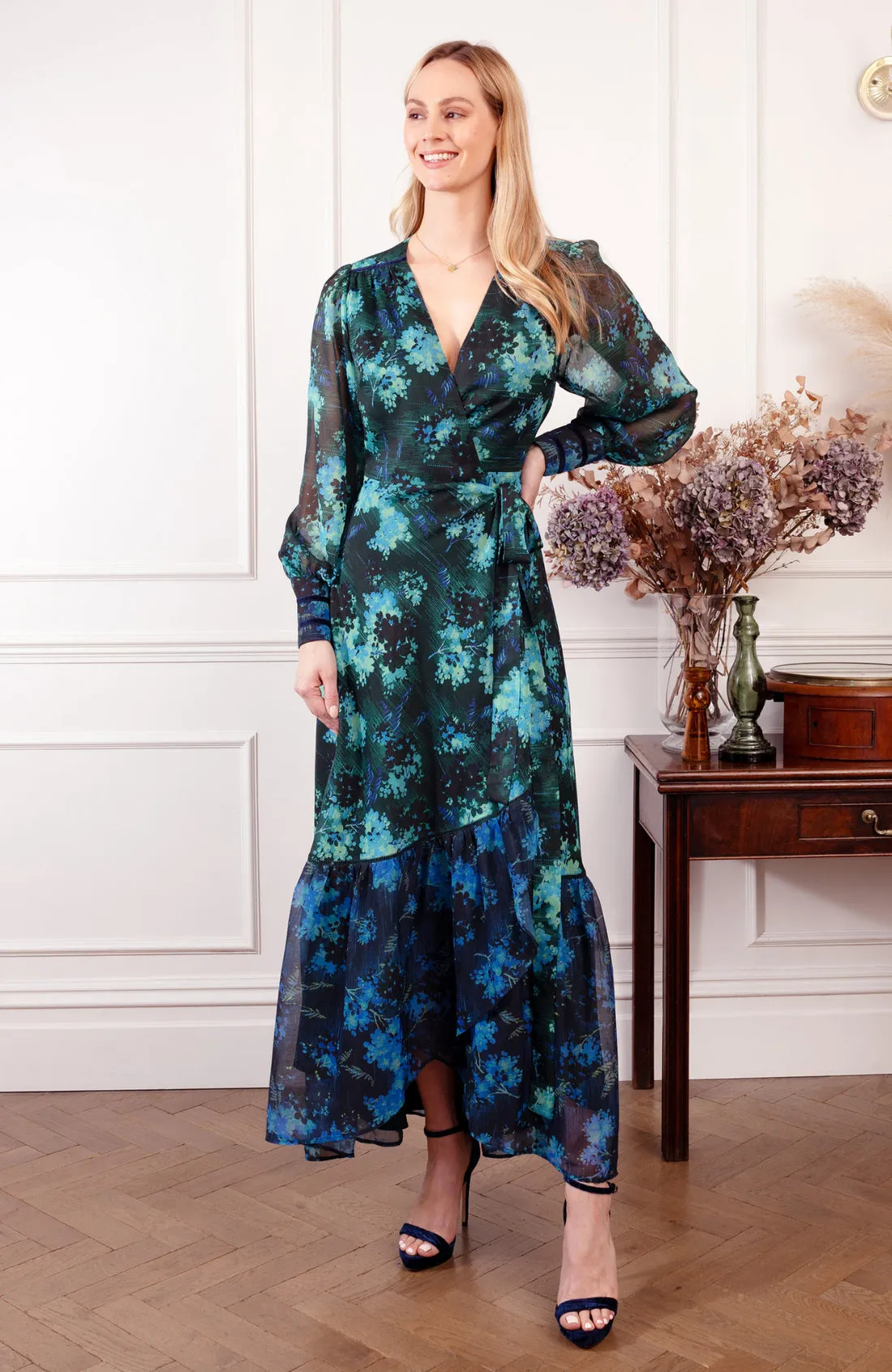 Briony Blouson Sleeve Maxi Wrap Dress