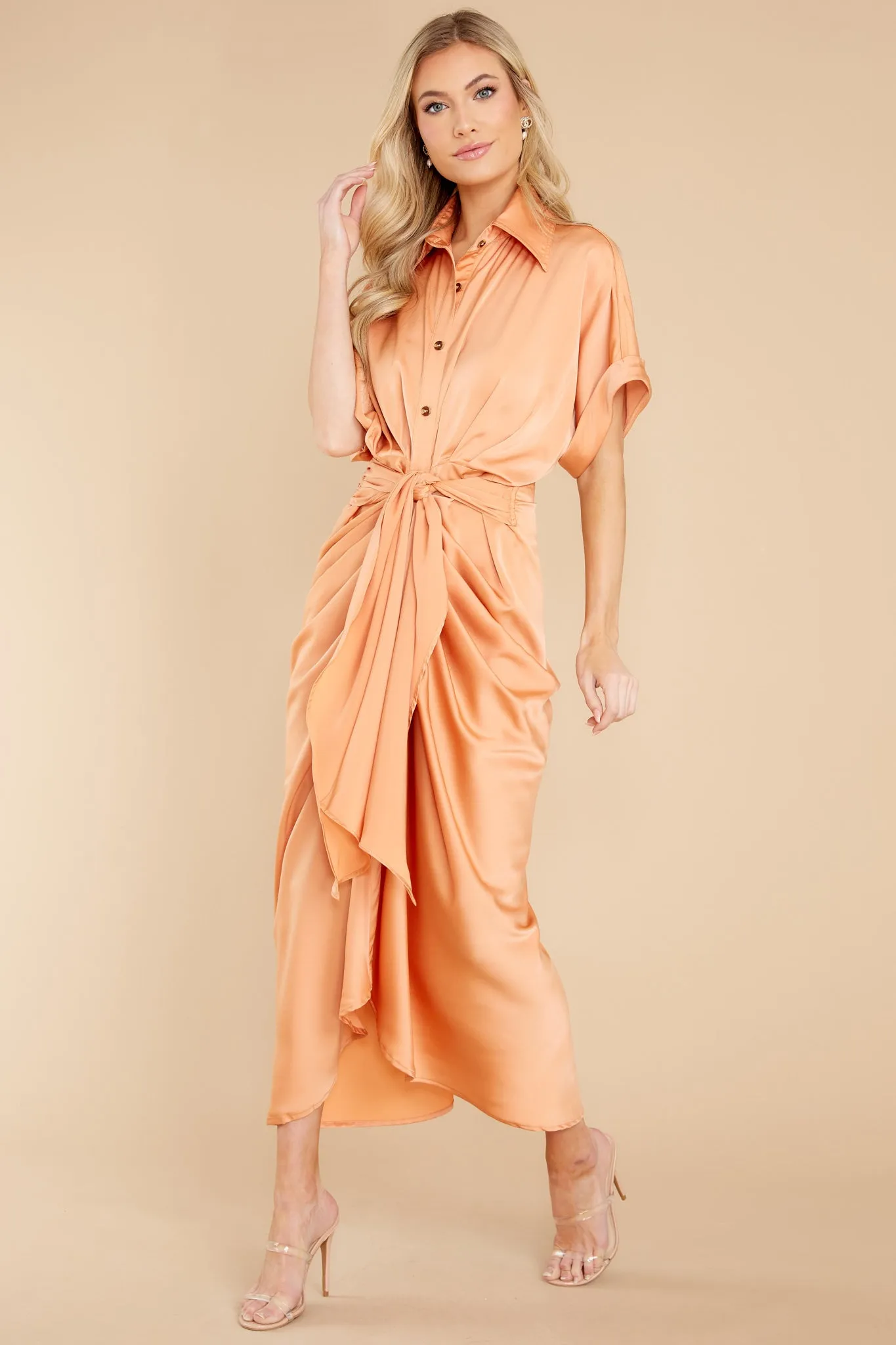 Brunch Date Apricot Maxi Dress