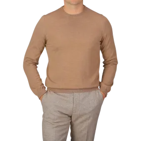 Camel Beige Extra Fine Merino Crew Neck