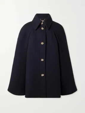 Cape-effect wool coat