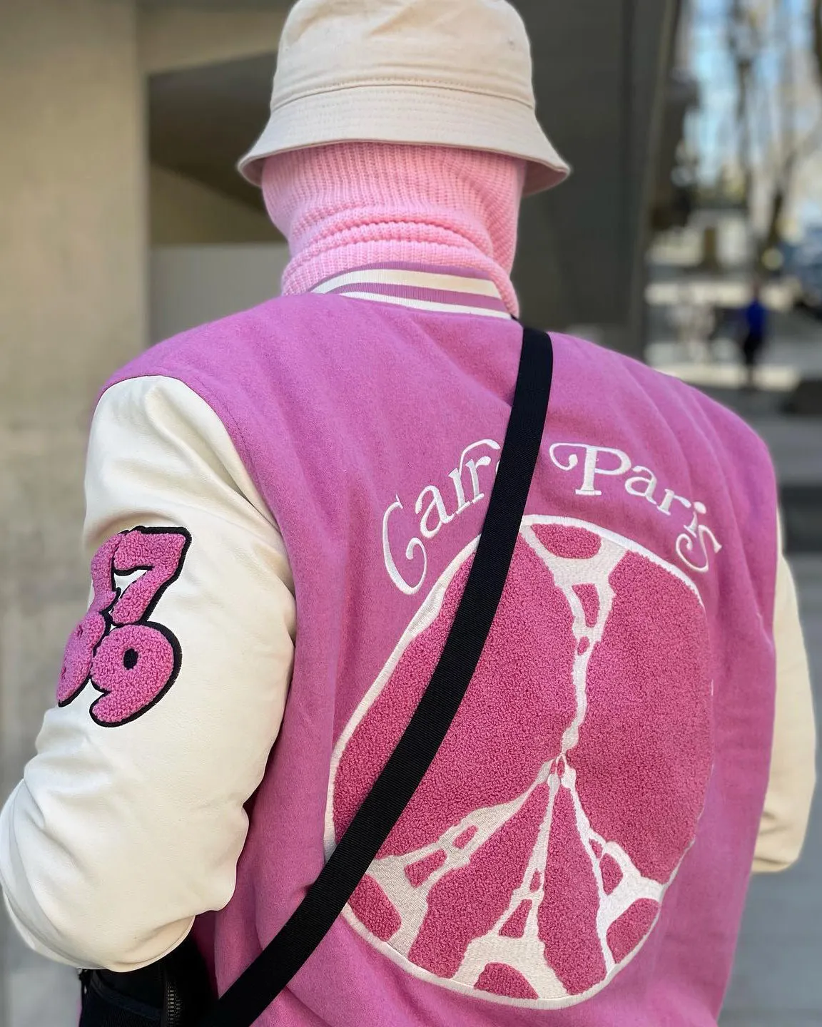 Carré Peace Varsity Jacket Pink