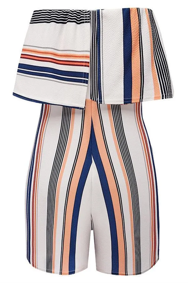 Casual Striped Off Shoulder Jumpsuit