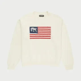 Cherry Flag Knit Crewneck (Cream)