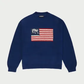 Cherry Flag Knit Crewneck (Navy)