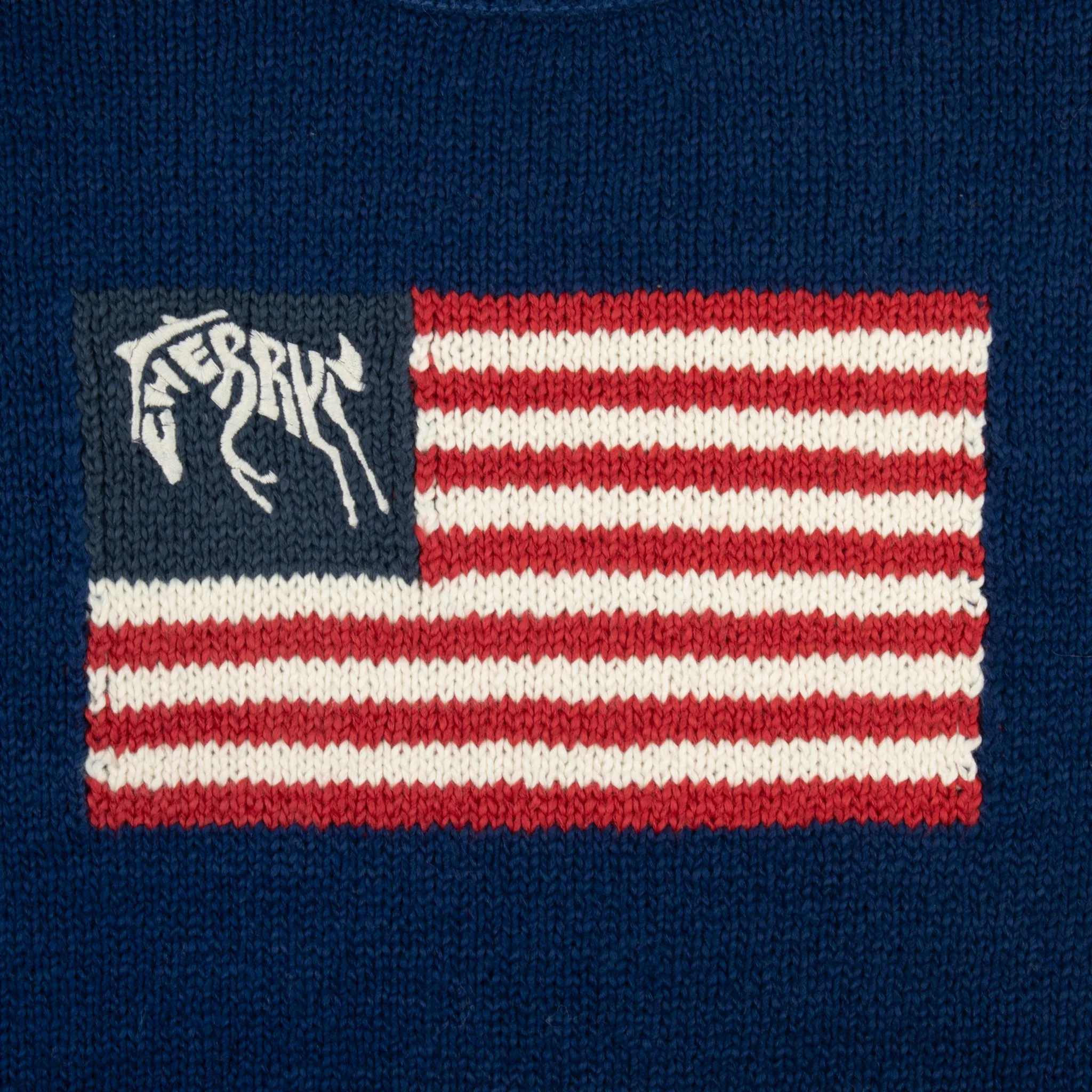 Cherry Flag Knit Crewneck (Navy)