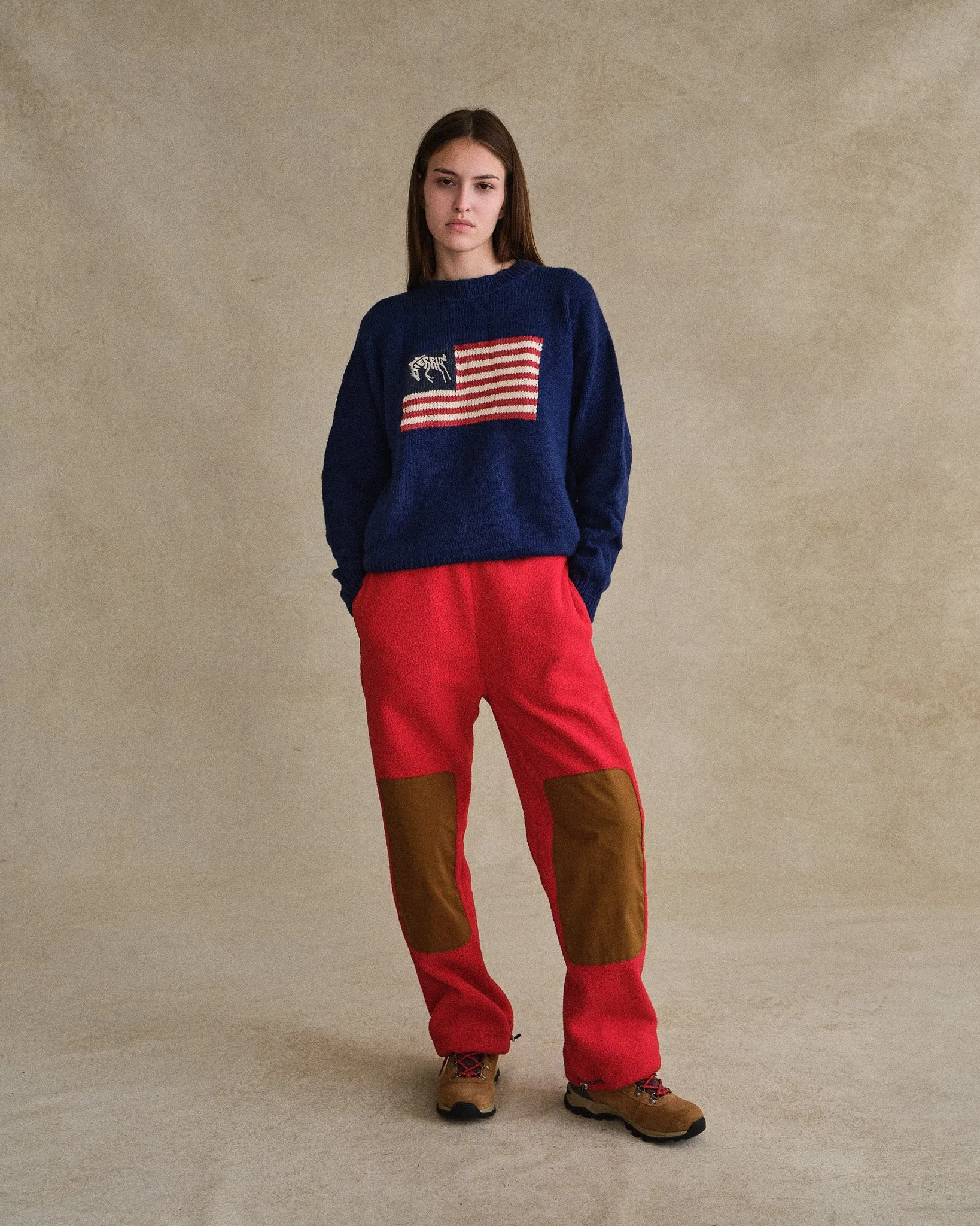 Cherry Flag Knit Crewneck (Navy)