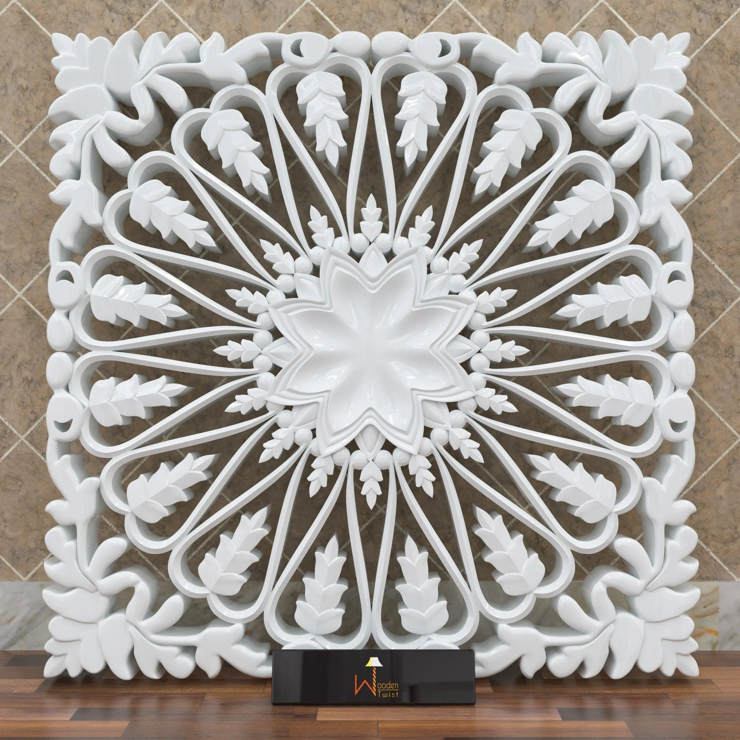 Chic Wood Hand Carved Wall Panel