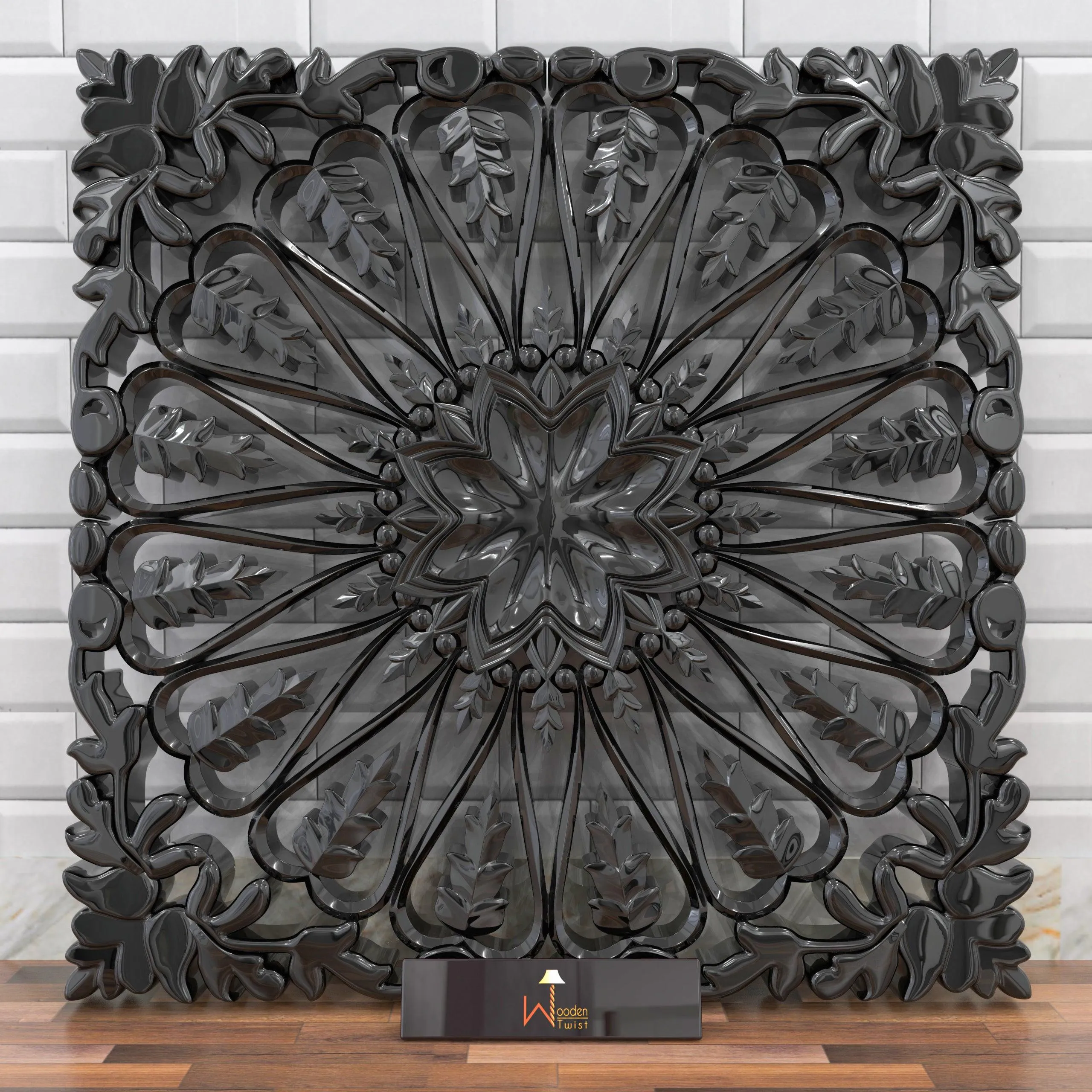 Chic Wood Hand Carved Wall Panel