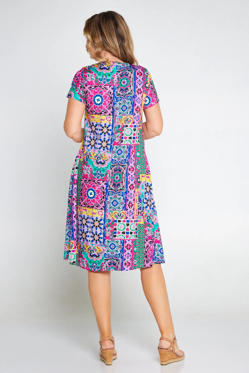 Christobel Dress - Hot Pink Mosaic