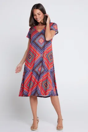 Christobel Dress - Red/Purple Print