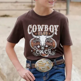 Cinch Boy's Cowboy Club T-Shirt in Brown