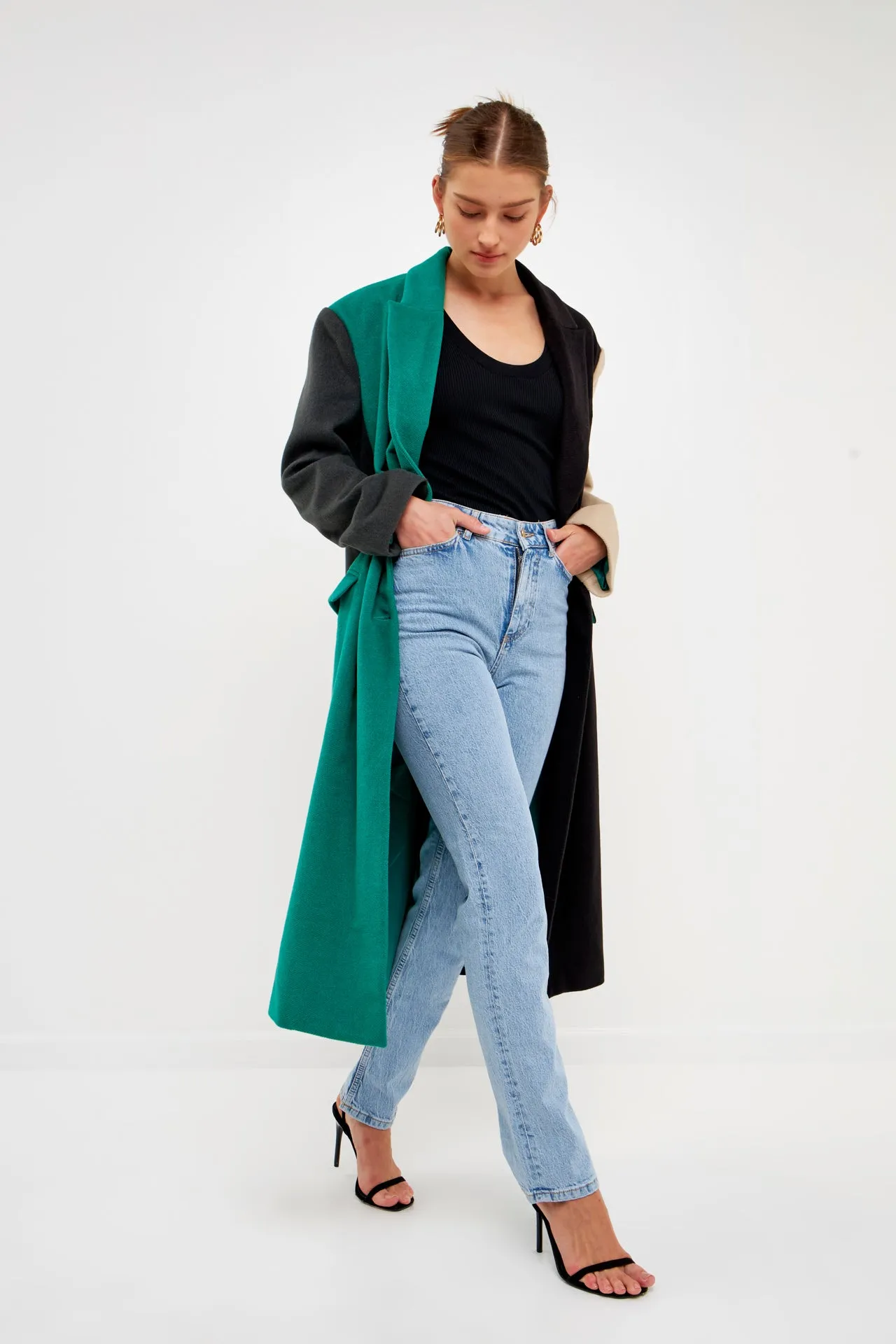 Colorblock Double-Breasted Coat