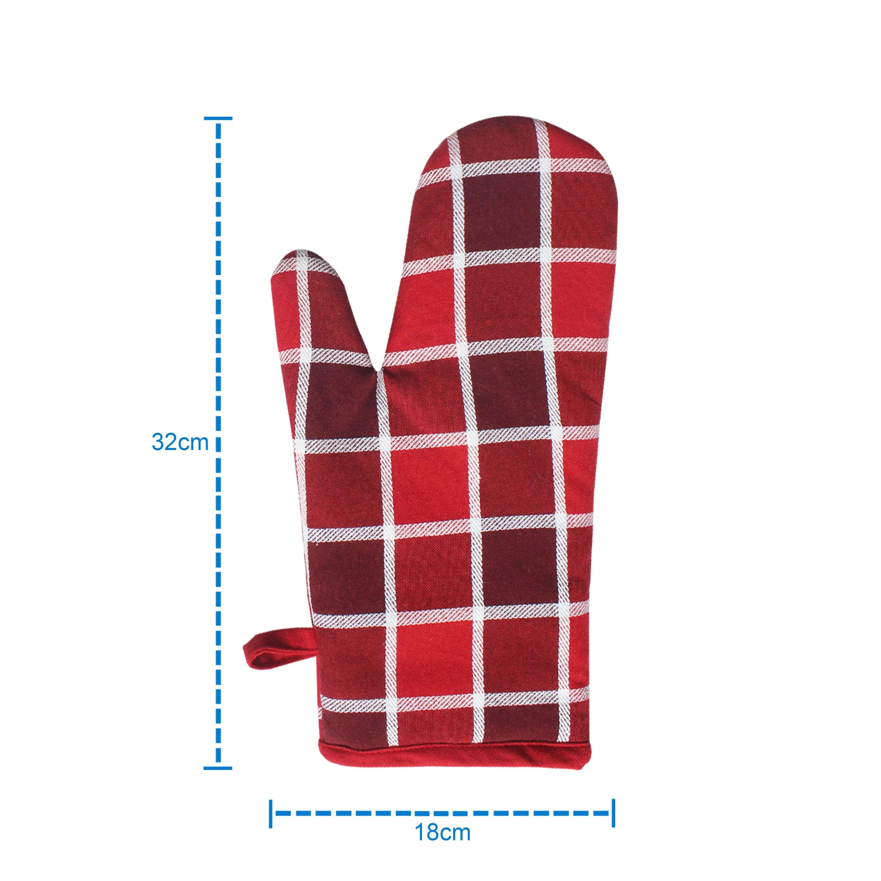 Cotton Xmas Check Oven Gloves Pack Of 2