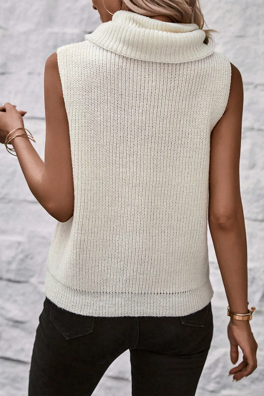 Cowl Neck Sleeveless Sweater Top