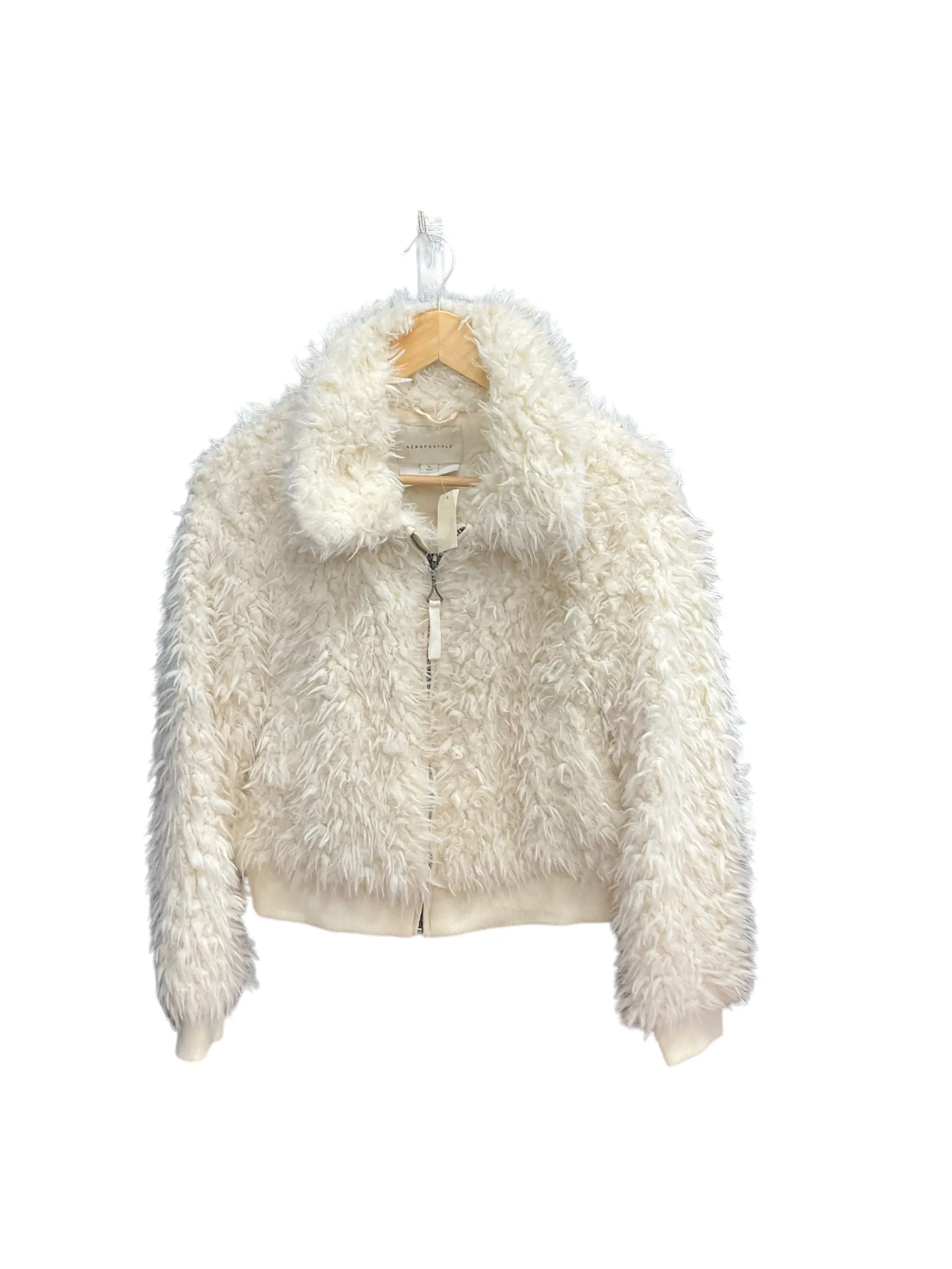 Cream Jacket Faux Fur & Sherpa Aeropostale, Size M