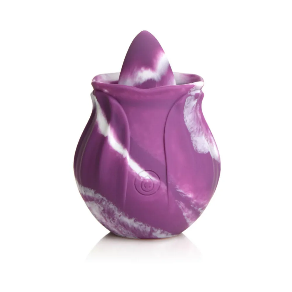 Curve Toys Gossip Cum Into Bloom Rechargeable Silicone Licking Rose Purple Twirl