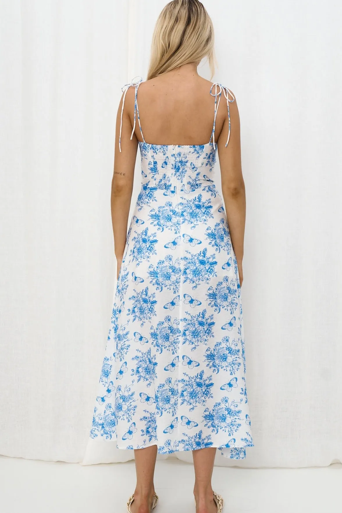 Danae Midi Dress - Blue/White