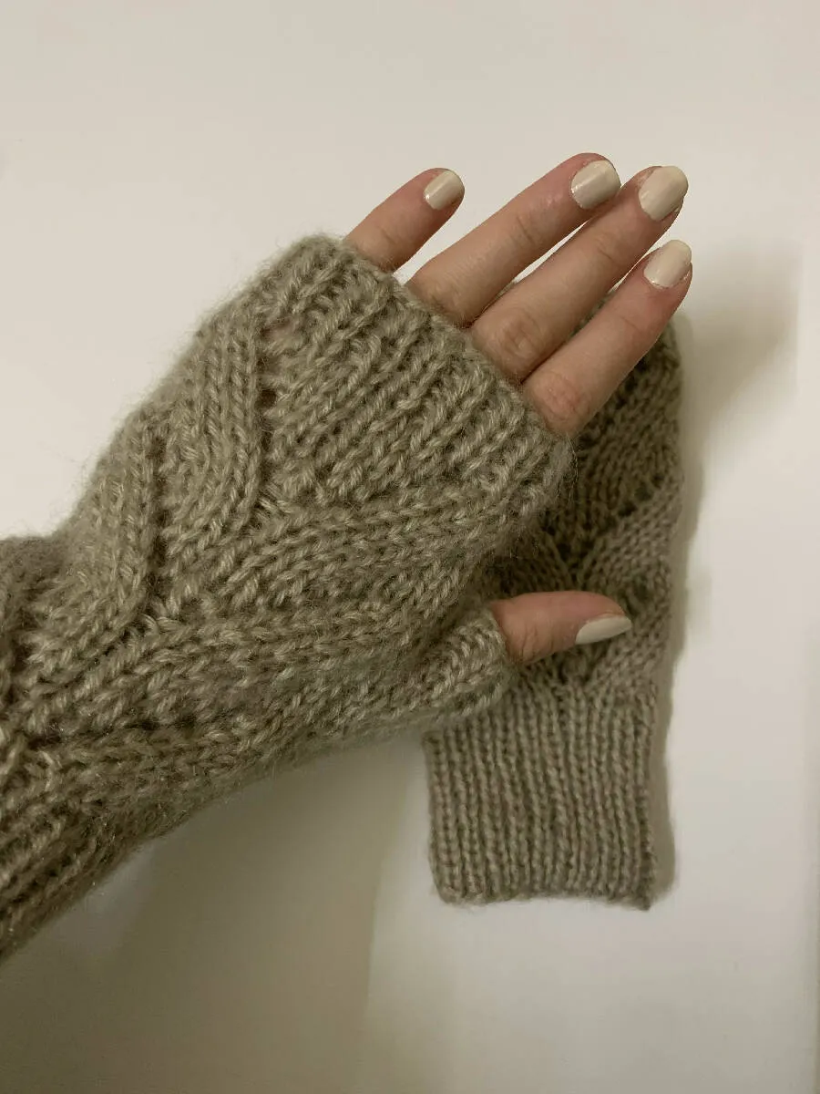 Dania's Knits Angora Hand Knitted fingerless Gloves