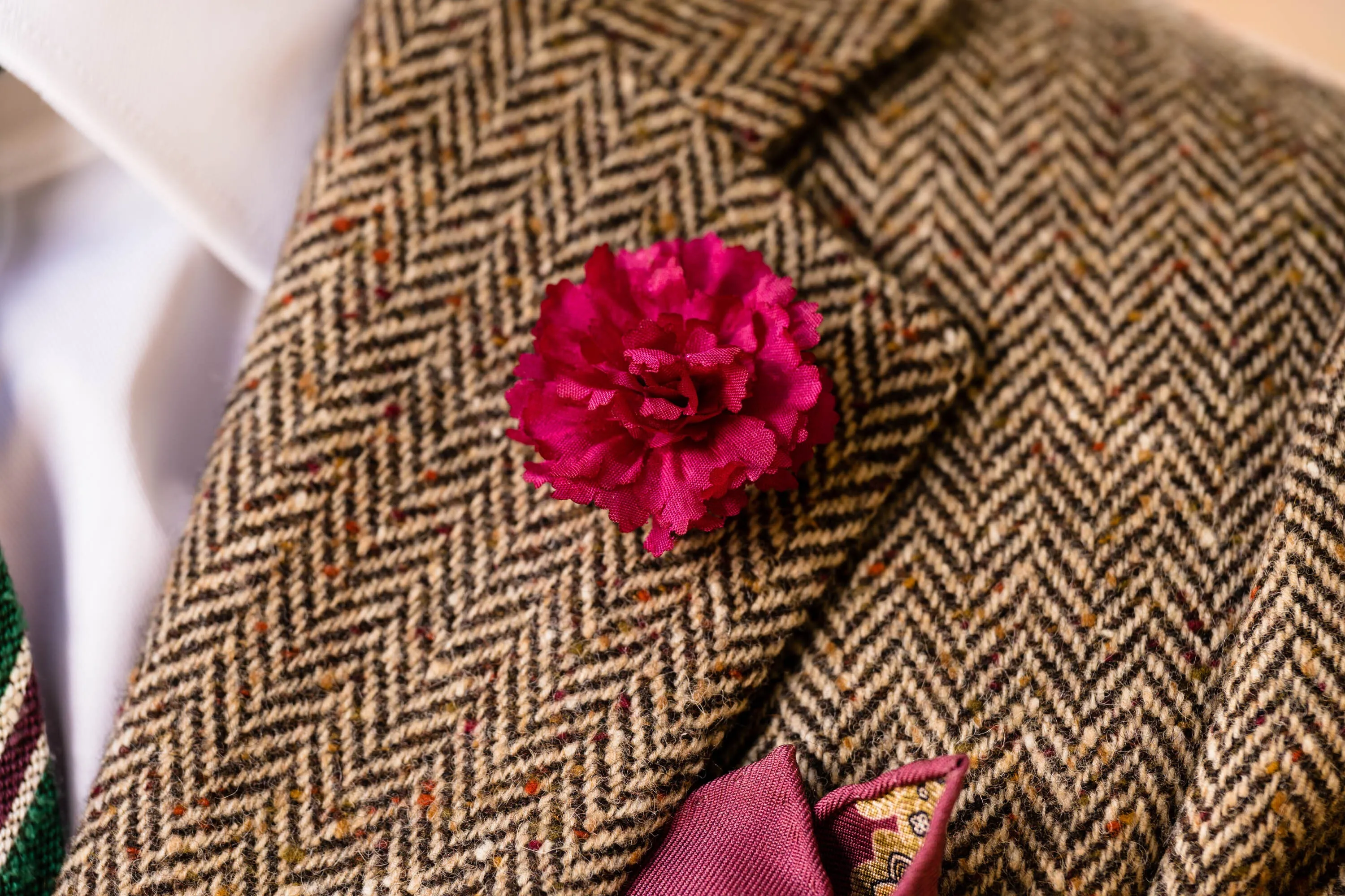 Dark Red Mini Carnation Silk Boutonnière Flower