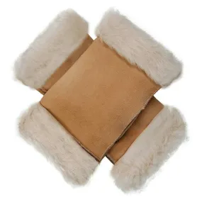 Dents Vera Fingerless Sheepskin Mittens - Tan Suede