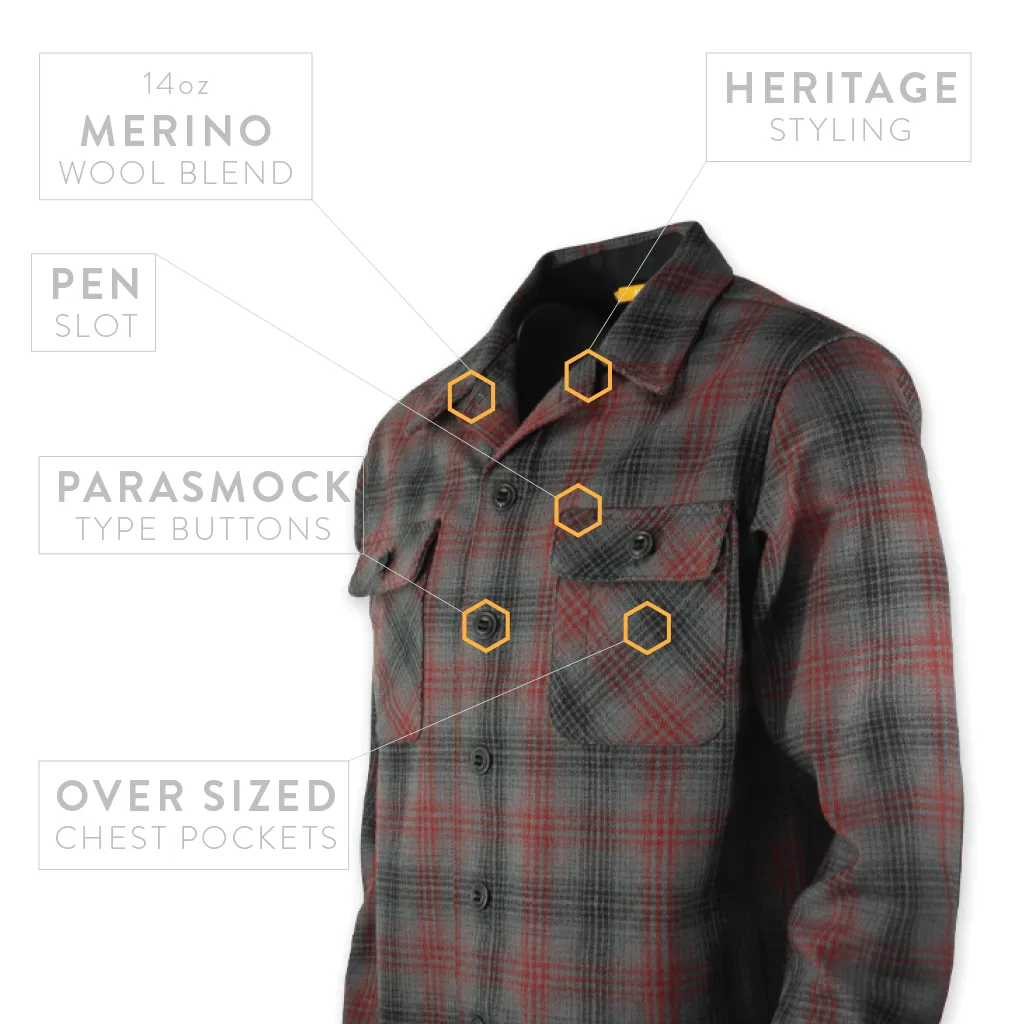 DRB Woodsman Shirt - Merino Red-Black-Gray Plaid