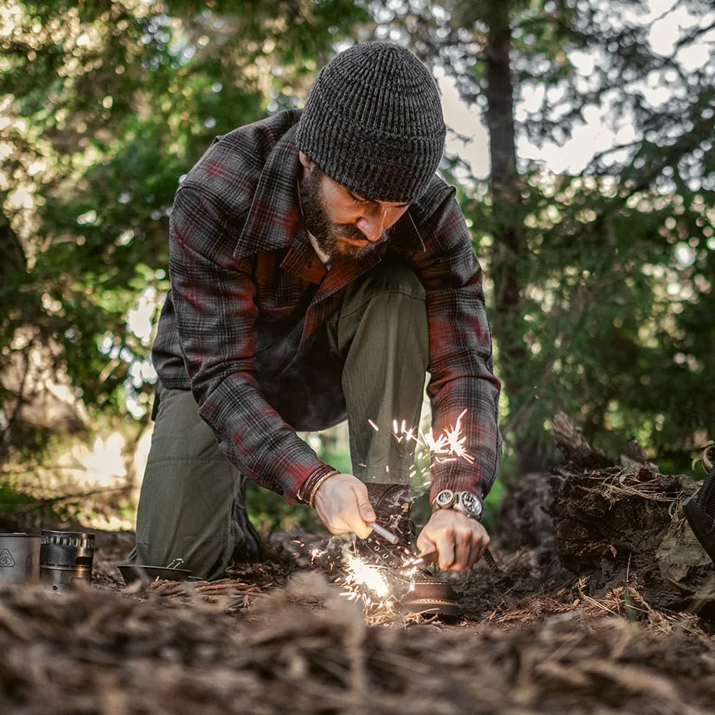 DRB Woodsman Shirt - Merino Red-Black-Gray Plaid