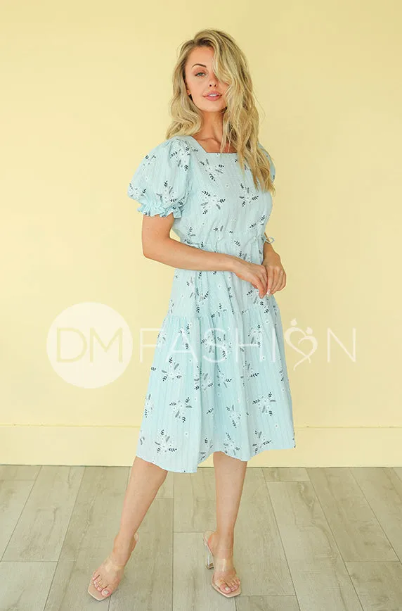 Ellis Blue Floral Midi Dress - DM Exclusive - Restocked