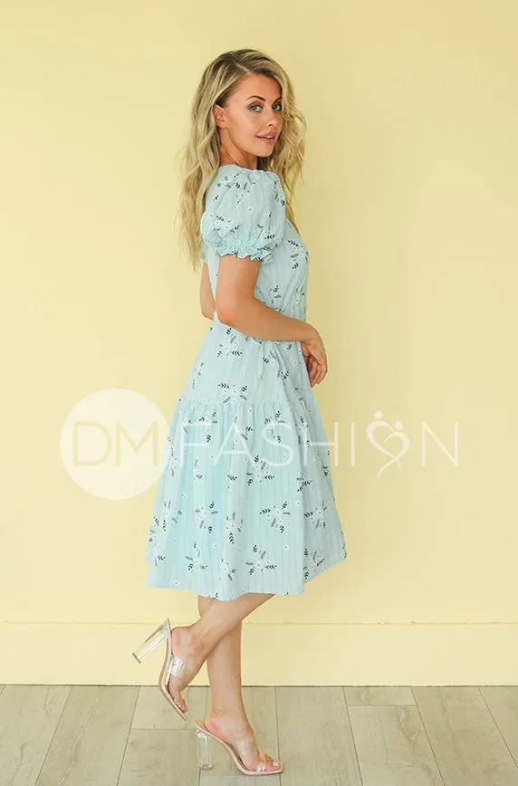 Ellis Blue Floral Midi Dress - DM Exclusive - Restocked