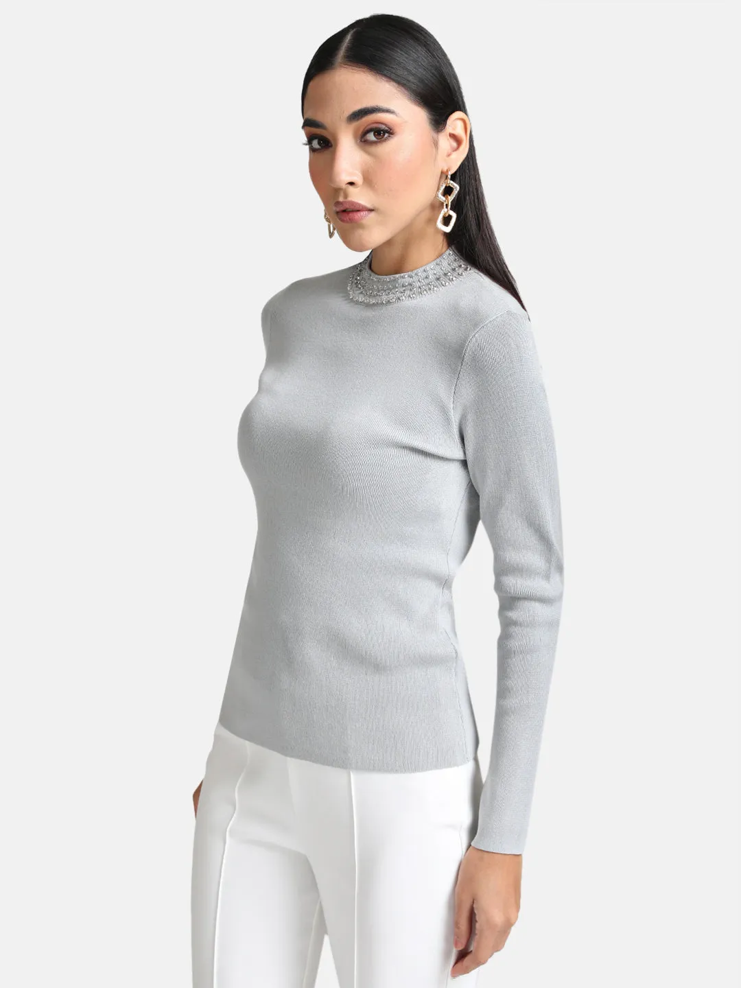 Embellished Turtle Neck Pullover