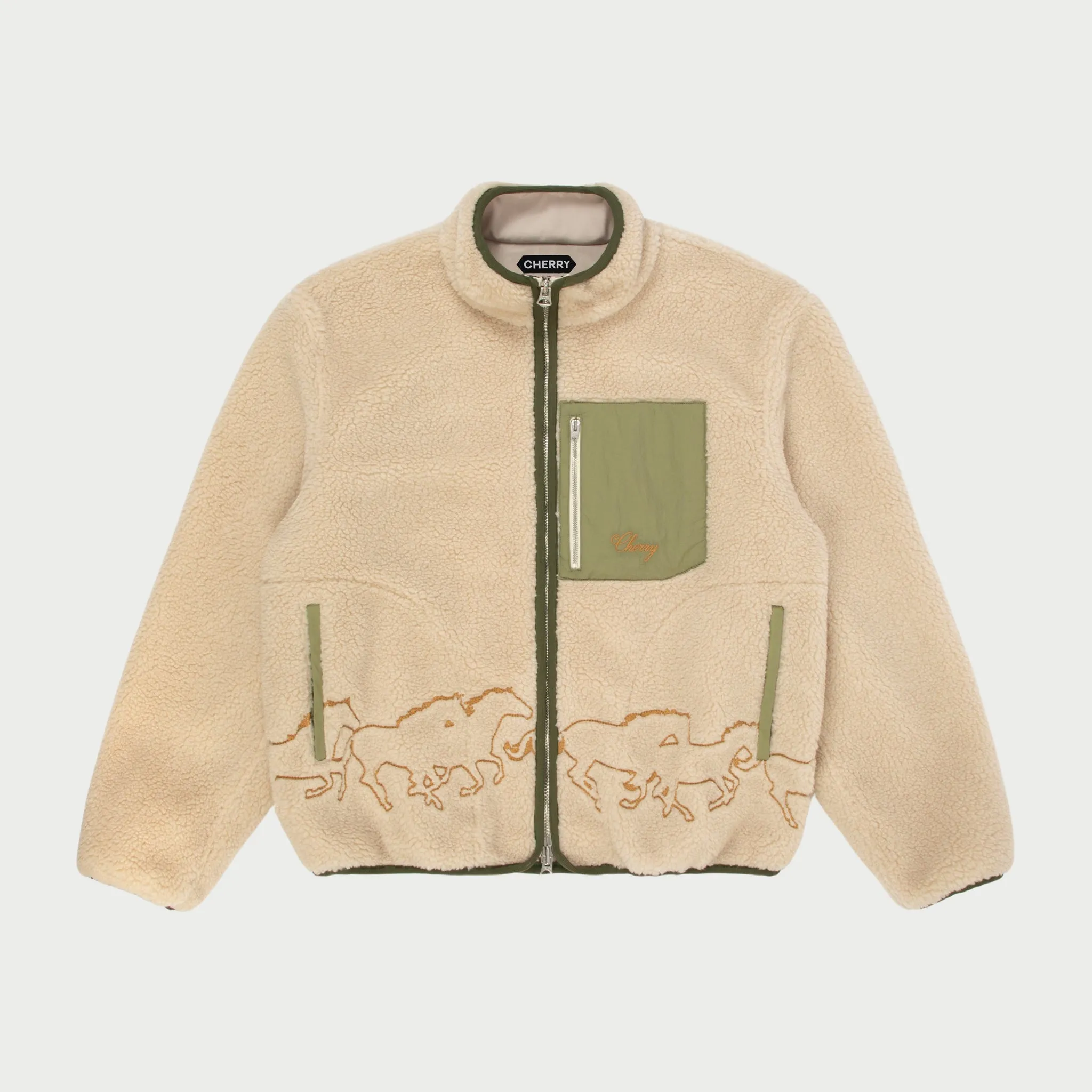 Embroidered Sherpa Jacket (Natural)