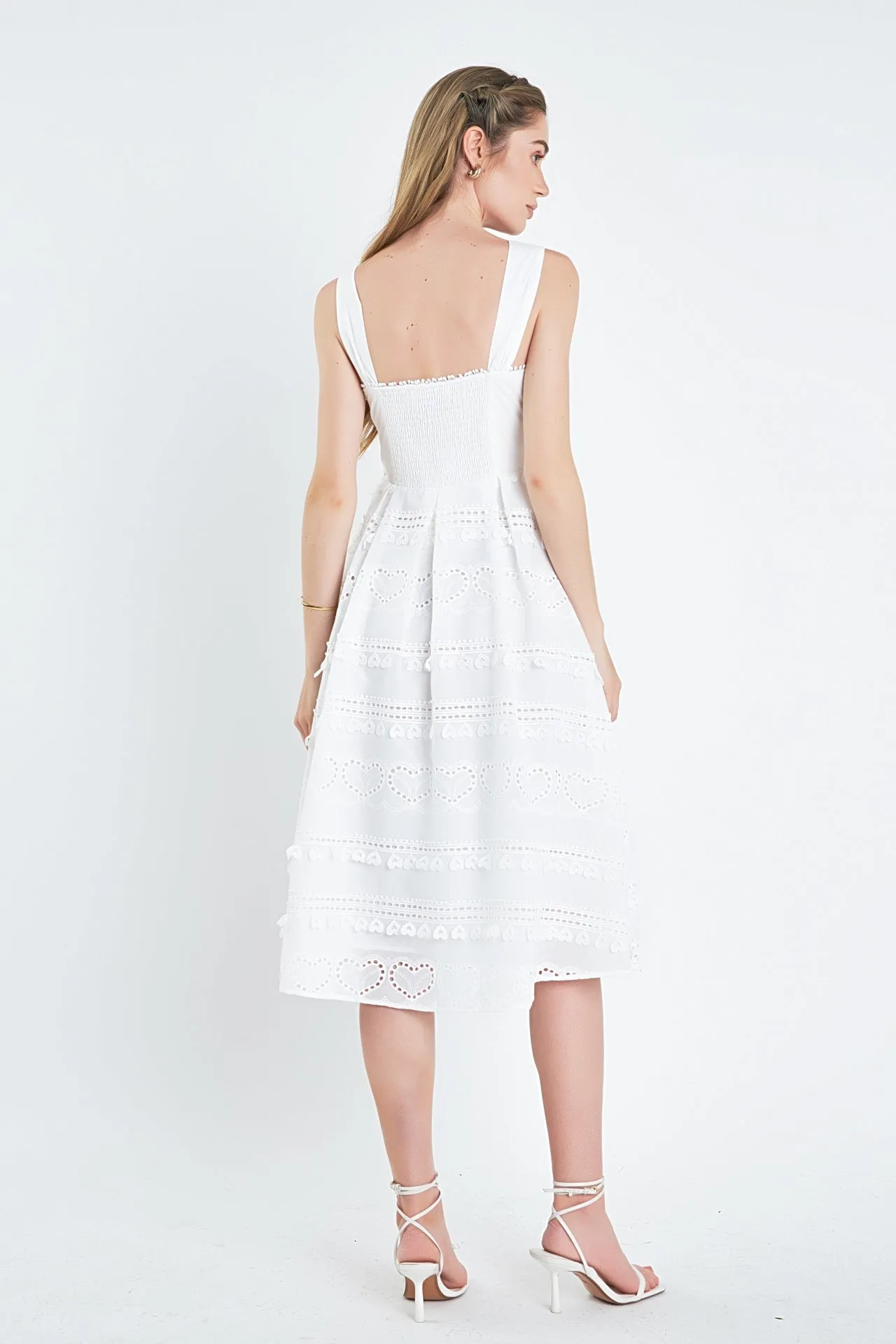 English Factory - Poplin Heart Embroidery Bustier Midi Dress