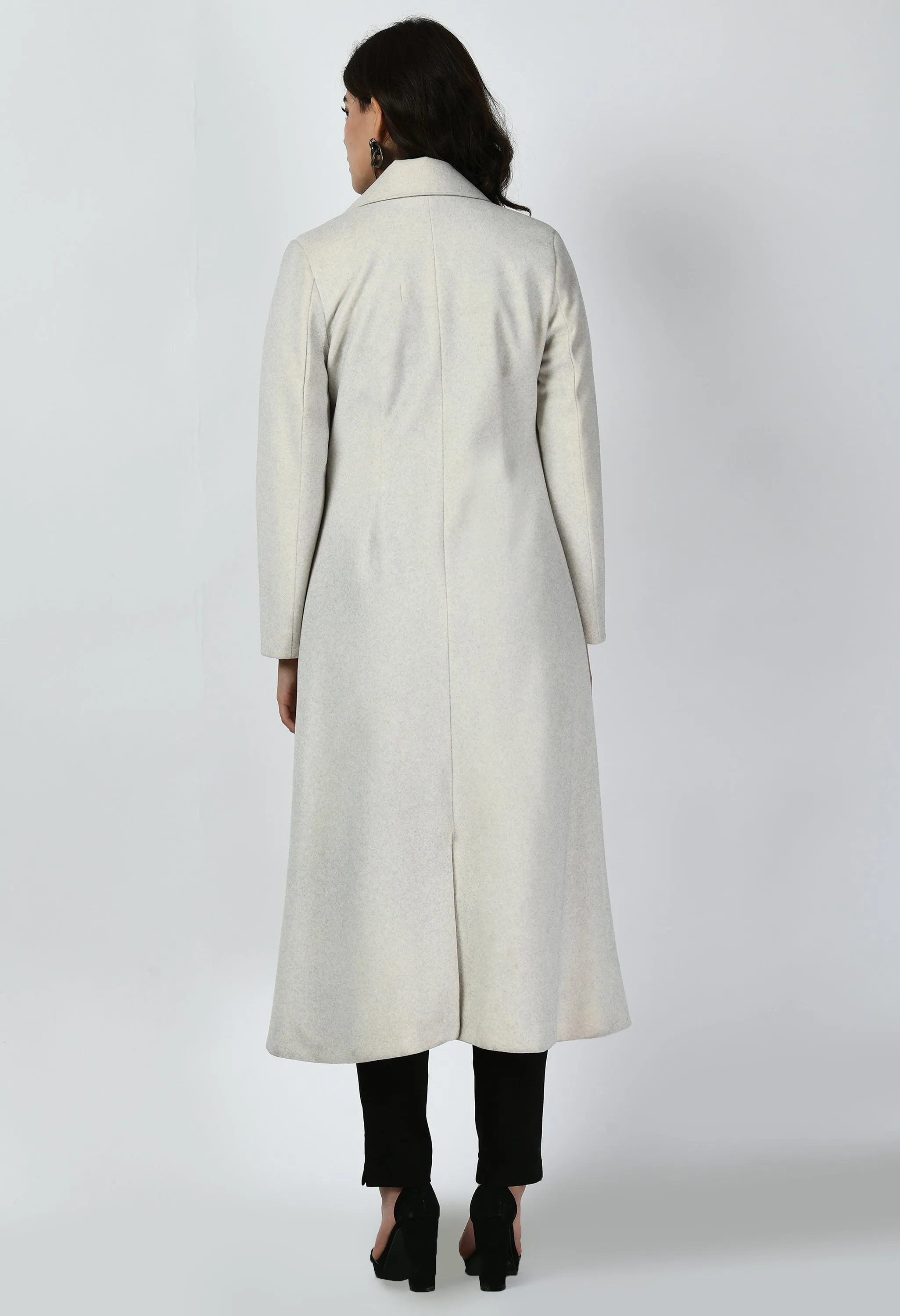 Exude Determination Wool-Blend Long Coat (Off White)