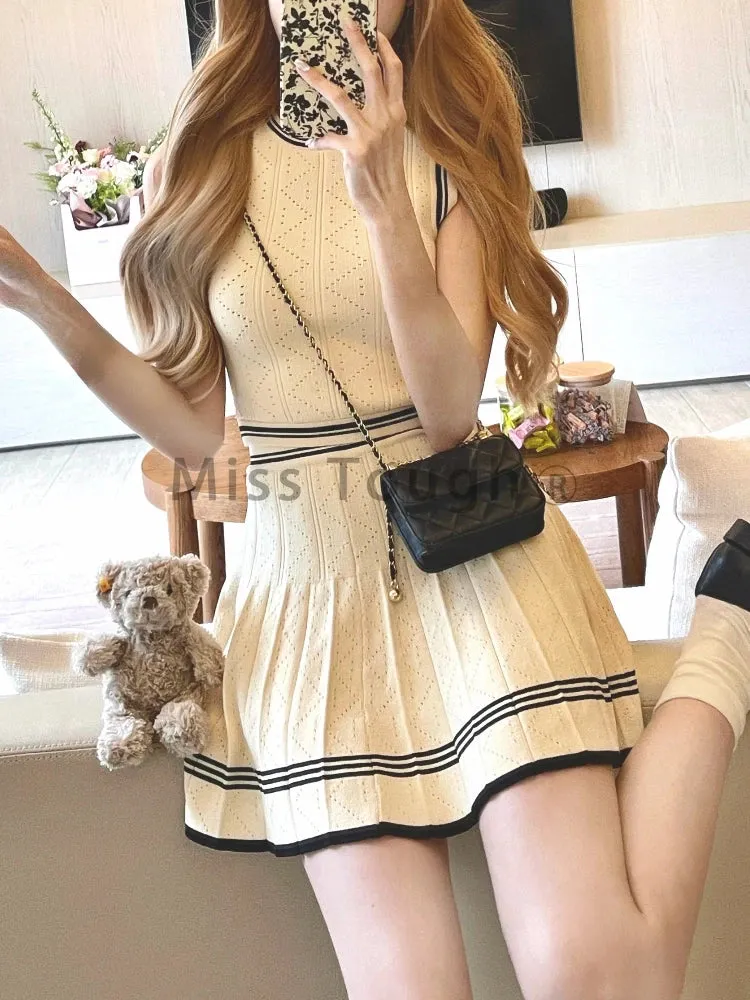 Fashionkova Elegant Fashion 3 Piece Set Women Korean Vintage Party Knitted Skirt Set Female Button Designer Casual Skirt Suit 2023 Autumn