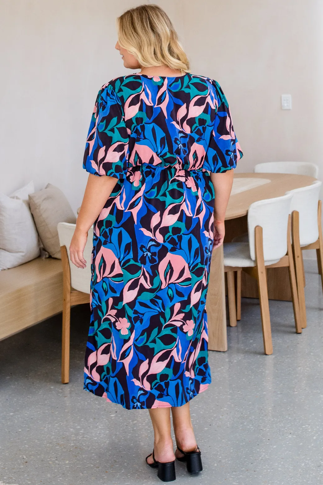 FINAL SALE | Alexa Midi Dress Tulum Print Midnight