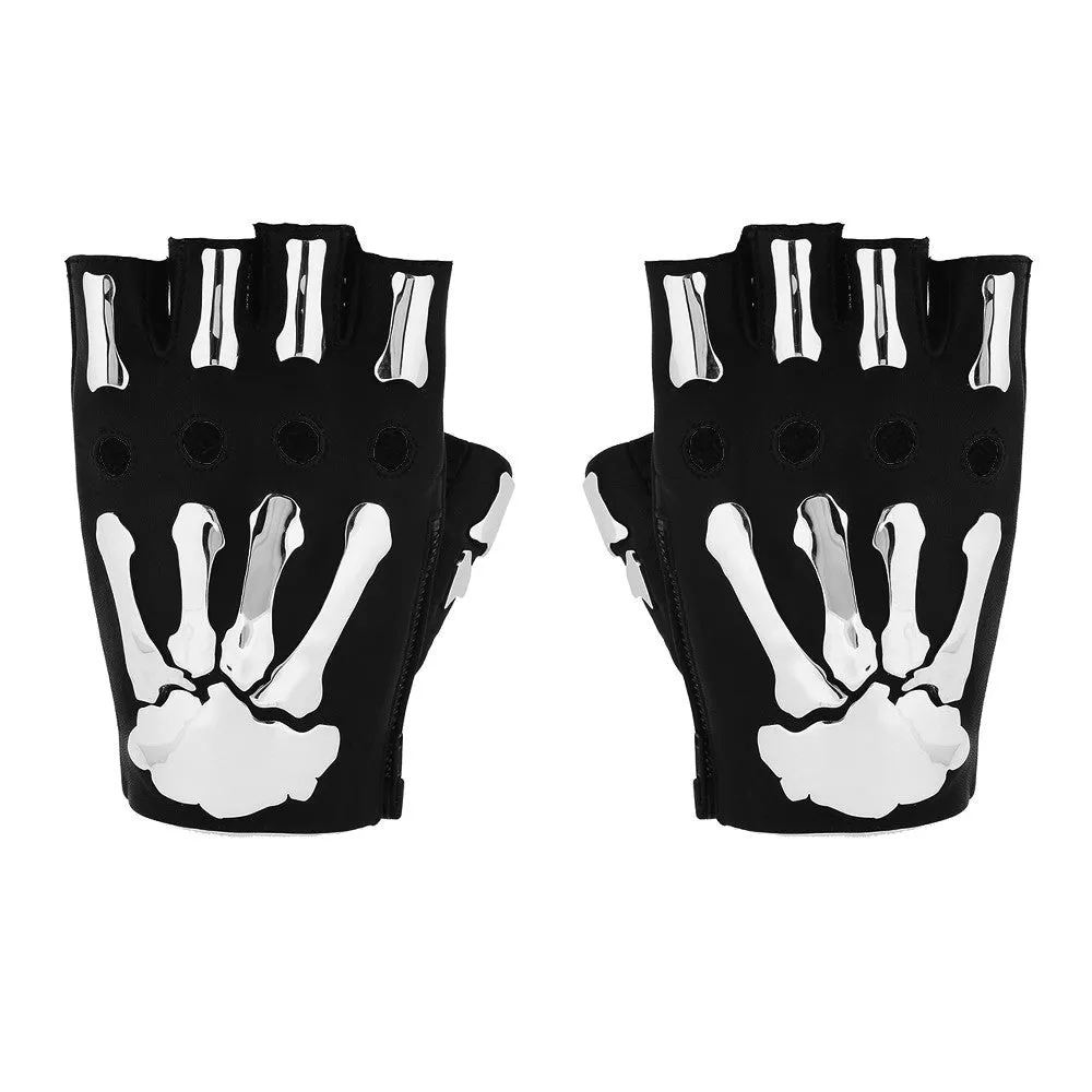 FINGERLESS METAL BONES GLOVES