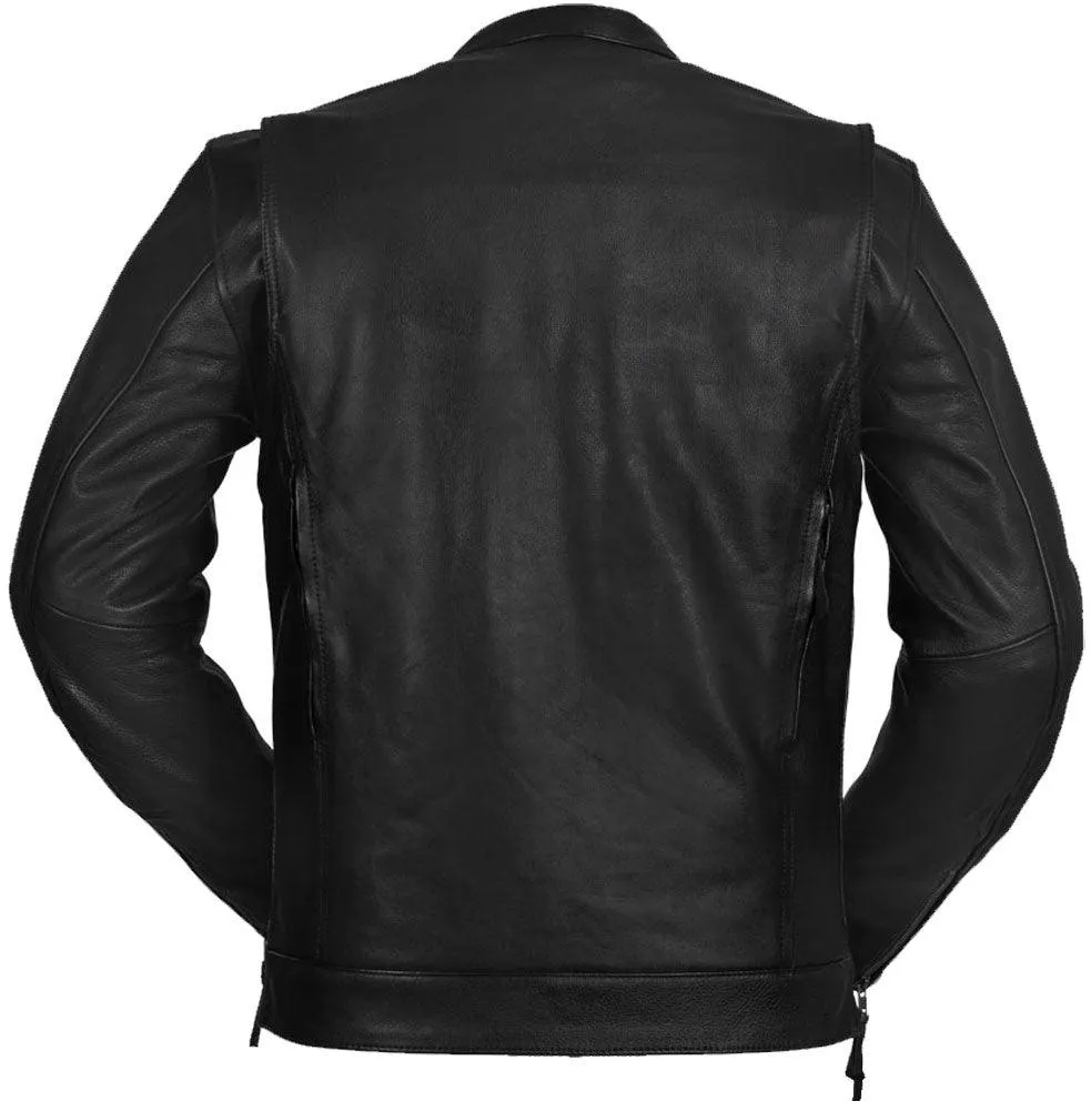 First Mfg Mens Raider Vented Leather Motorcycle Jacket