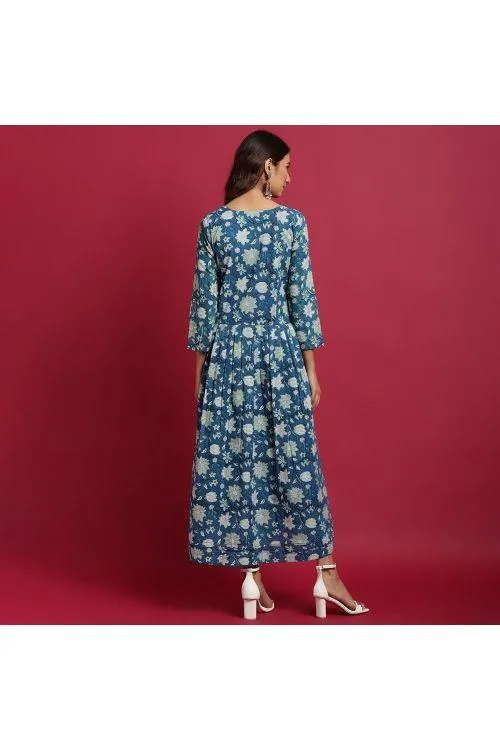 Floral Hand Block Maxi