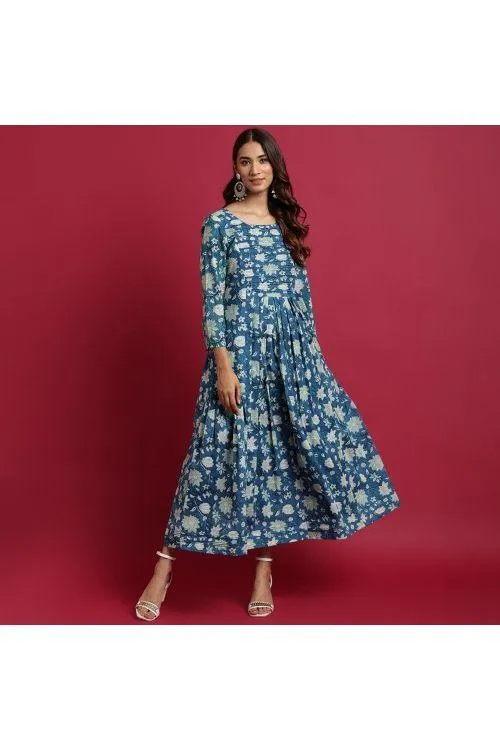 Floral Hand Block Maxi