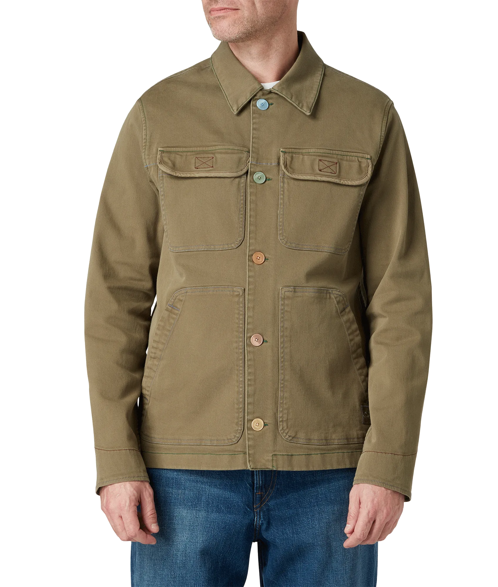 Garment-Dyed Stretch-Cotton Chore Jacket - Green