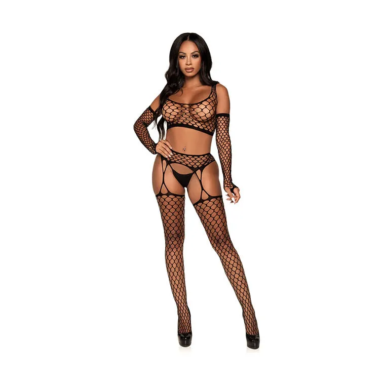 Get Into It Crop Top & Garter Stockings Set