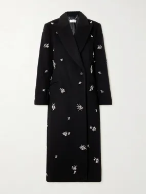 Gianni crystal-embellished brushed wool-blend coat