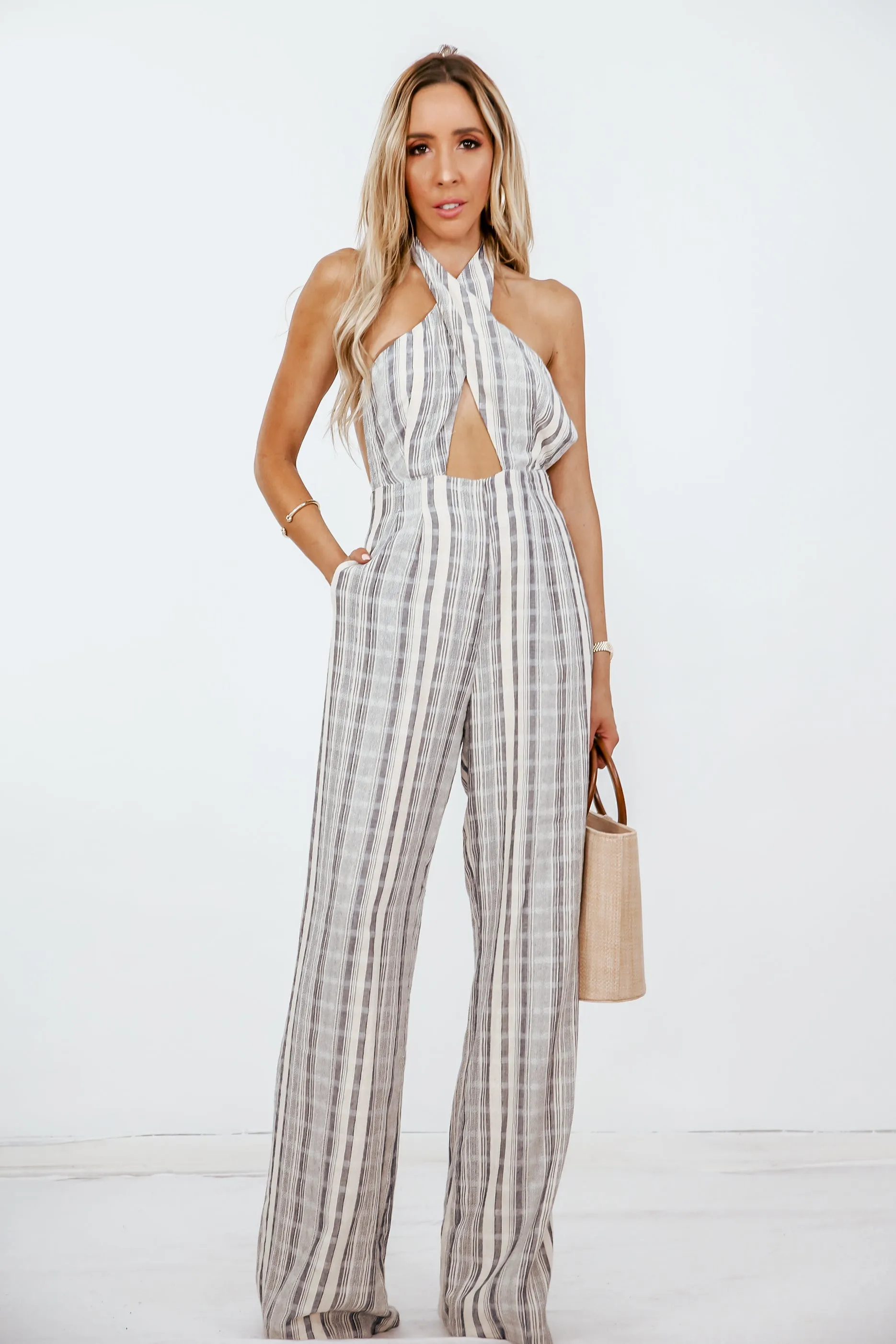 Halter Palazzo Jumpsuit with Tie Detail