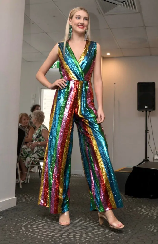 Harry Styles Sequinned Jumpsuit in Rainbow Sparkles Sequins