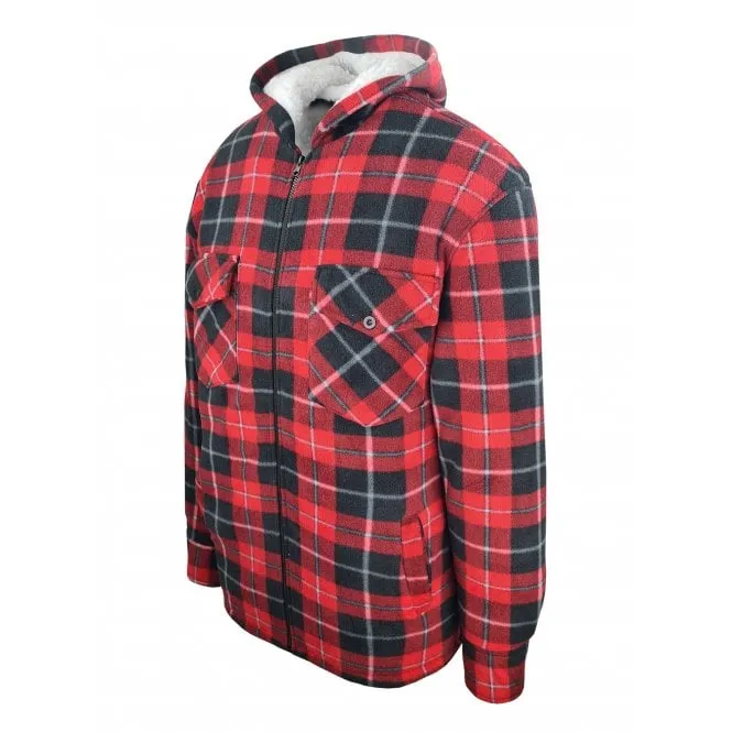 Hazy Blue Kids Sherpa Fleece Lined Checked Hooded Shirt