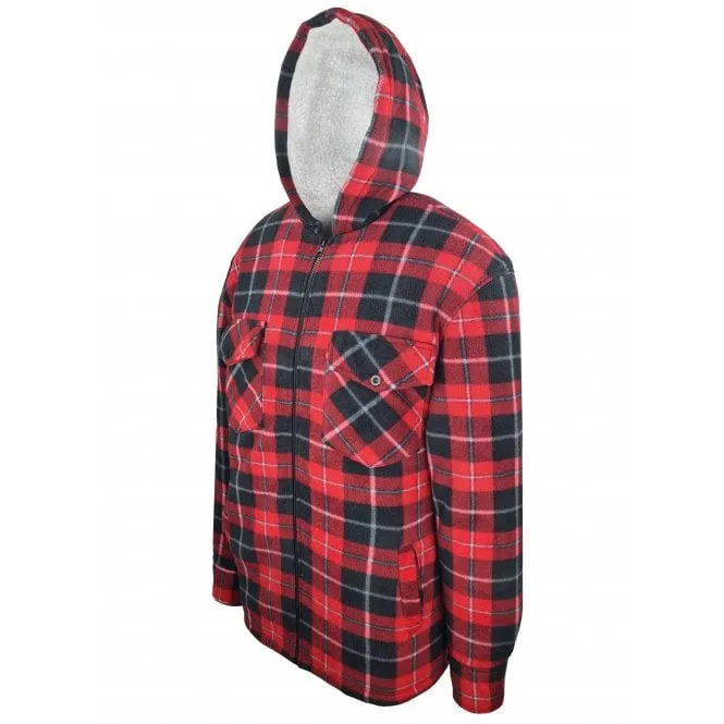 Hazy Blue Kids Sherpa Fleece Lined Checked Hooded Shirt