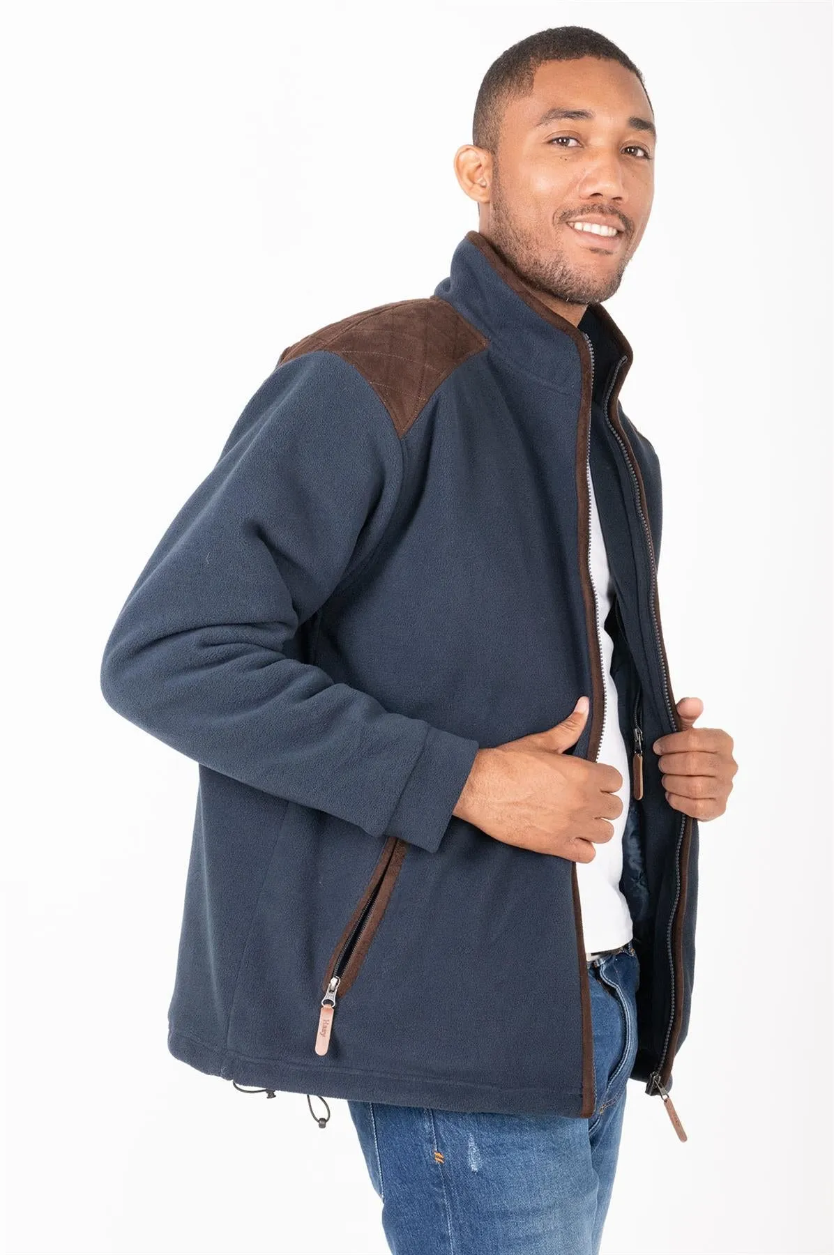 Hazy Blue Marlon Mens Padded Fleece Quilted Jacket