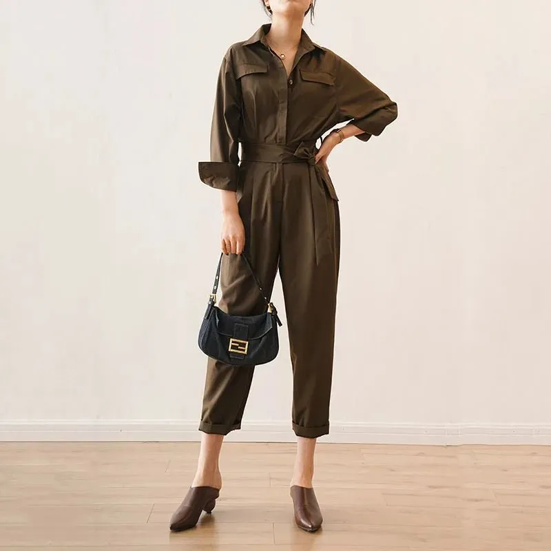 High Street Women's Jumpsuit - Solid Color Fitness Ankle-length Loose Fit Jumpsuit