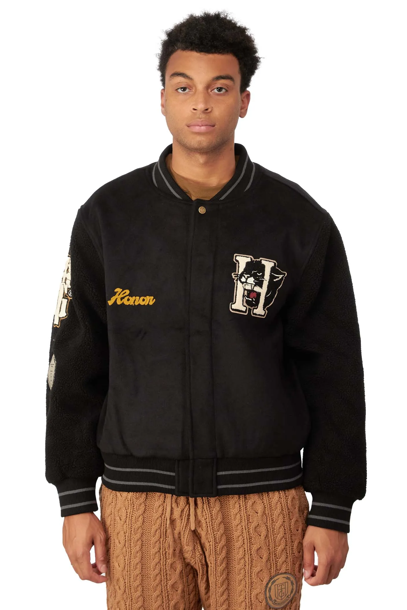 Honor The Gift Mens Letterman Jacket 'Black'