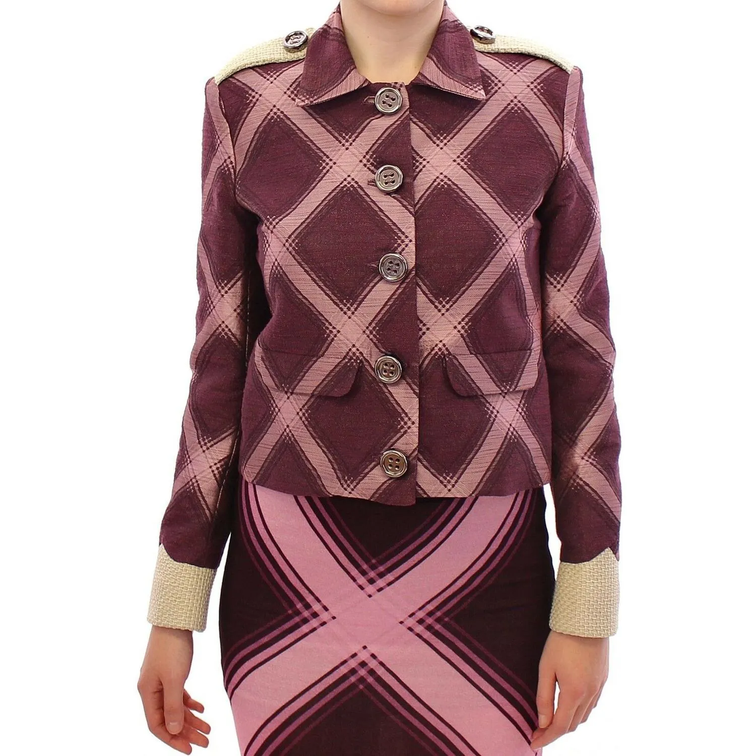 House of Holland Elegant Multicolor Check Print Jacket